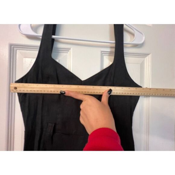 Reformation Linen V-Neck Sleeveless Belted Black Jumpsuit Women's Size 4 - Picture 4 of 9